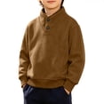 thumbnail image 3 of akafmk Boys Mockneck Sweatshirts Long Sleeve Pullover Sweatshirt Button Stand Collar Ribbed Cuffs Casual Tops Kids Fall Winter Clothes, Size 4-5 Years, 3 of 7