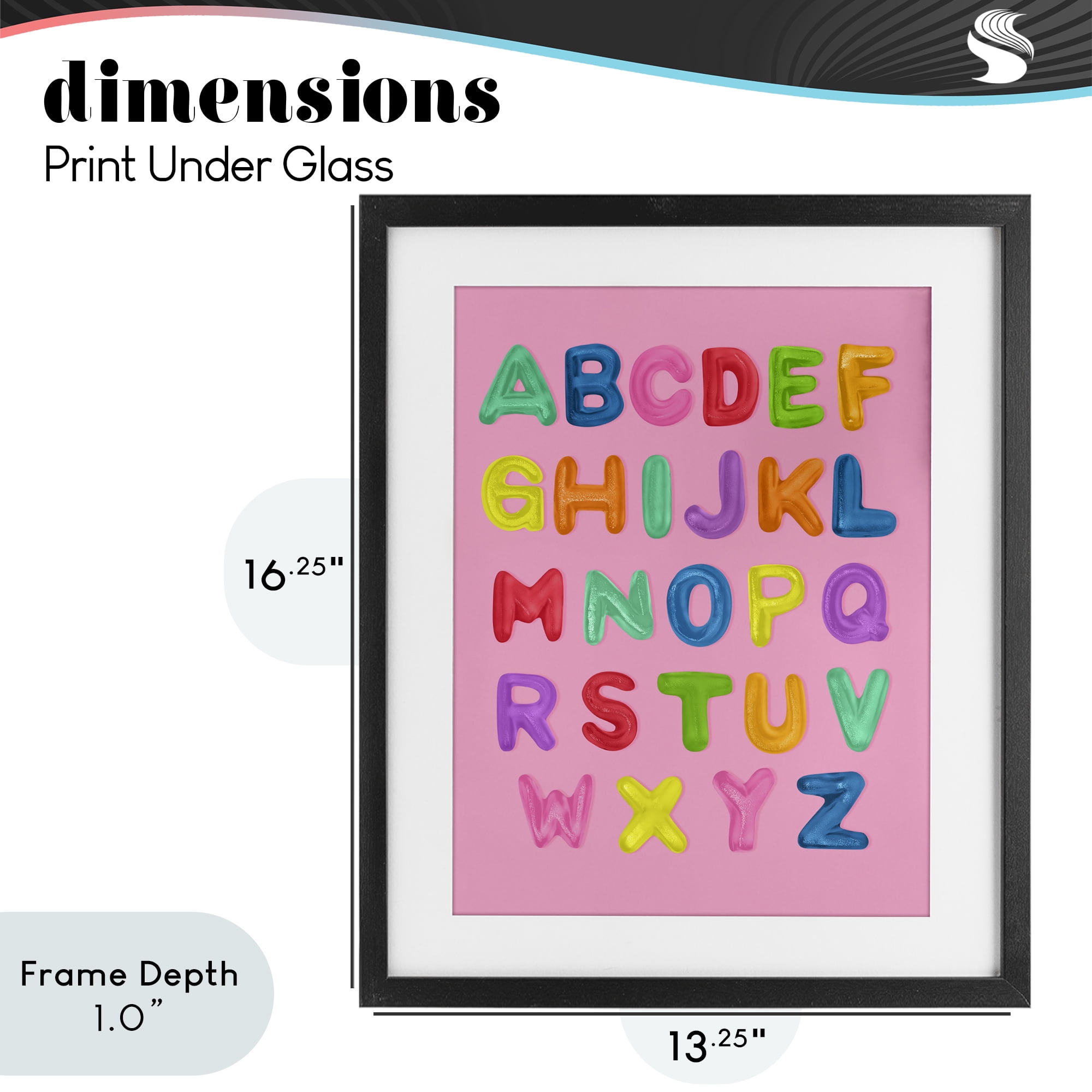 Stupell Industries Gummy Alphabet over Pink Black Framed Print Under Glass, design by LISH Creative