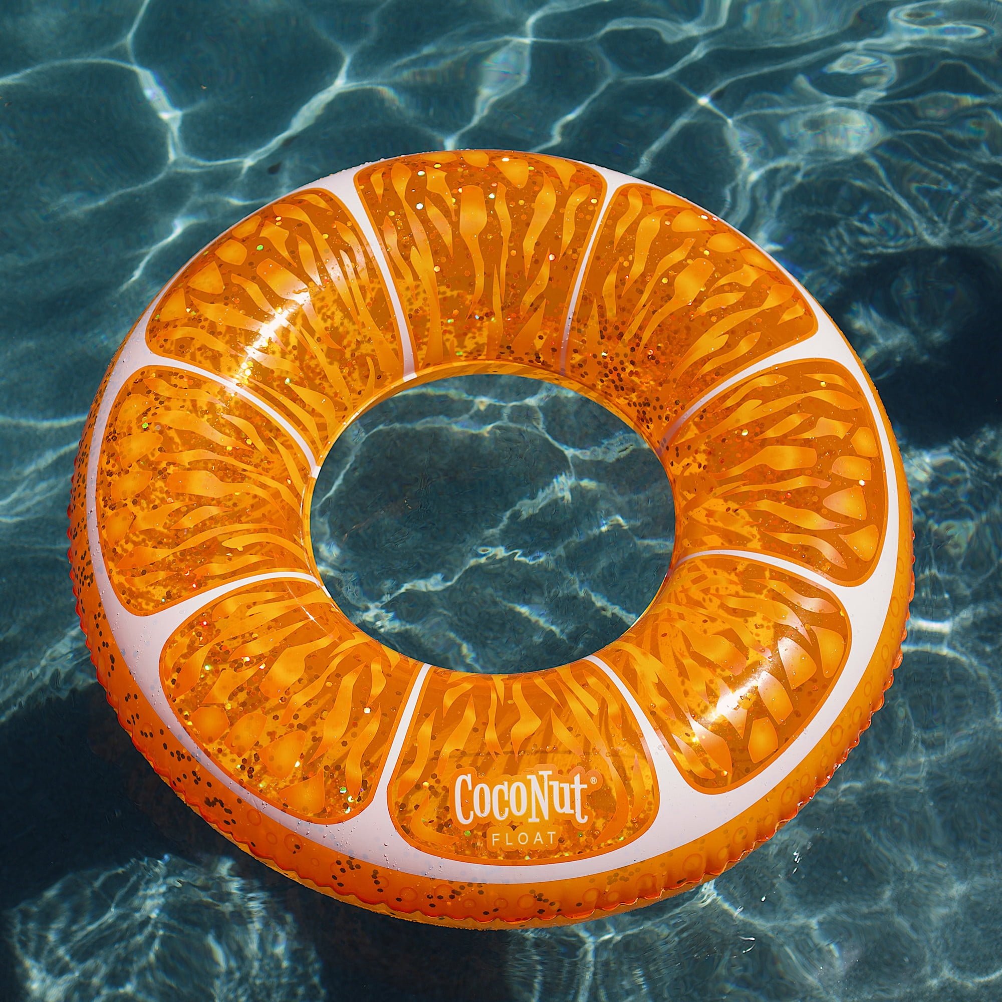 CocoNut Outdoor Tangerine Orange Glitter - 42" x 42" Pool Float – Inflatable Pool Ring – Durable Long Lasting Lounge Tube and Water Toy – Fun Decoration for Parties, Events. Ages 8+