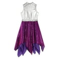 thumbnail image 5 of inhzoy Kids Girls Shiny Metallic Liturgical Praise Dance Dress Contemporary Dance Tunic Purple 10, 5 of 7