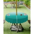 thumbnail image 3 of Outdoor Tablecloth Teal Green Ombre Round Patio Tablecloths 60 Inch, Outside Table Cloths with Umbrella Hole and Zipper, Gradient Gradual Color Summer Table Cover for Outdoor Tables, Picnic,, 3 of 6
