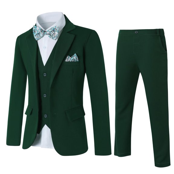ETHAN Boys Suits Slim Fit Tuxedo Set 5 Pieces with Jacket Vest Pant for Kids Prom Wedding Formal Dresswear Outfit 2-20Y