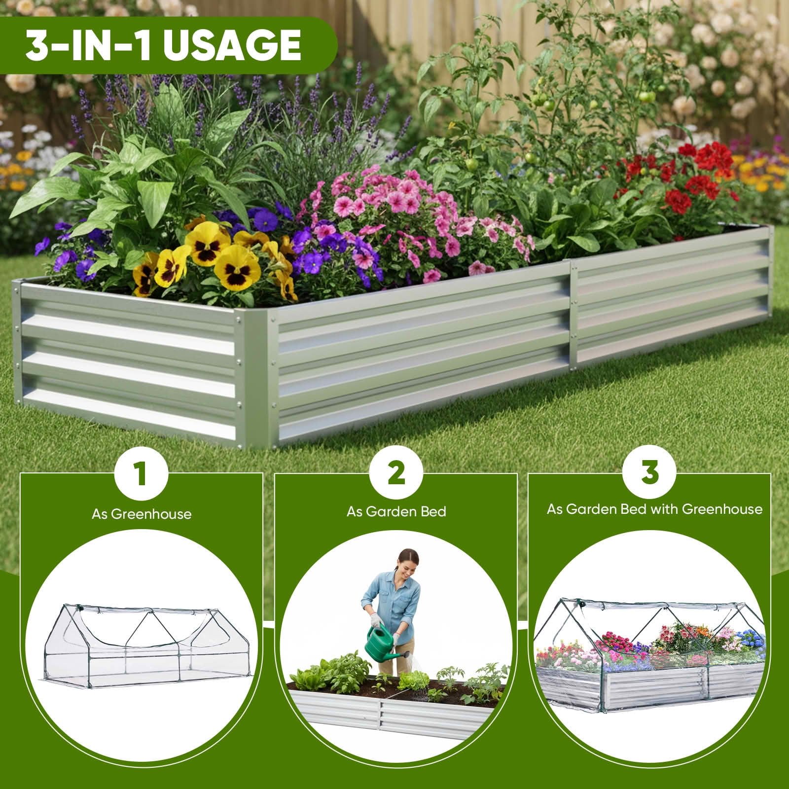 MAYEERTY Garden Greenhouse Transparent, Waterproof UV Shield with 2 Zipper Doors for Vegetables Herbs Flowers