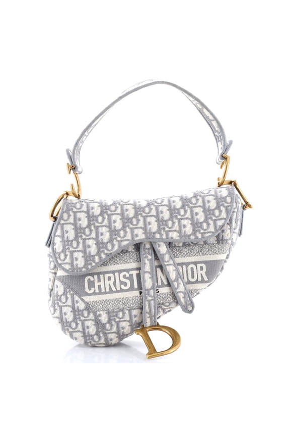 Pre-Owned Saddle Handbag Logo Embroidered Oblique Canvas Medium By Rebag