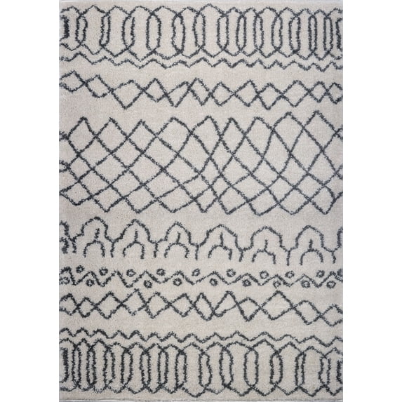 Ladole Rugs Trellis Synthetic Beautiful Soft Modern Carpet Area Rug in Ivory-Light Grey 8x11 (7'10" x 10'5", 240cm x 320cm)