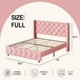thumbnail image 6 of 4 EVER WINNER Full Bed Frame, PU Leather Upholstered Platform Bed Frame with Diamond Tufted Headboard and Wingback, Pink, 6 of 7