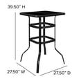 thumbnail image 4 of Flash Furniture 27.5" Square Black Tempered Glass Bar Height Metal Patio Bar Table, 4 of 5