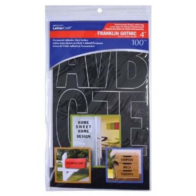 Alvin V15854 4 in. Franklin Goth Permanent Vinyl Lettering, Black