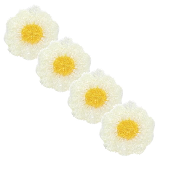 Guczhu Flower Sponge Dish Towels(4pcs), Polyester Dish Washing Cloths, Multipurpose Cleaning for Pots Cookware and Kitchen Tubs, Beige