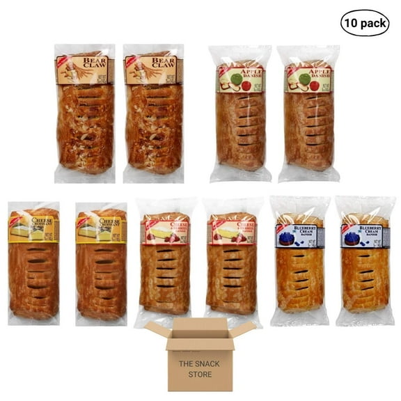 The Snack Store Variety Pack | Bon Appetit Bear Claw, Apple Danish, Cheese Croissant, Cheese & Berries, and Blueberry Cream (10 Packs!)