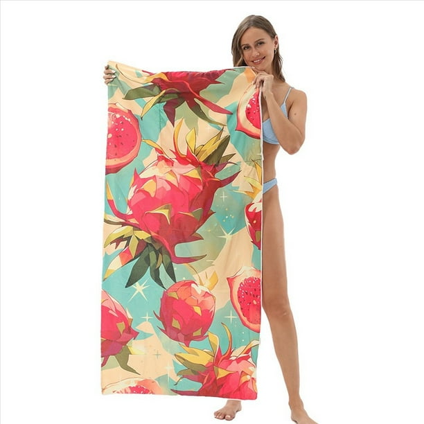 Bolsa Portátil Plegable 2 en 1 para Guardar Toallas de Playa, Toallas de Baño Estampadas, Bolsa para Toallas de Playa Integrada con Almacenamiento.