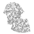thumbnail image 4 of PEASKJP Ensemble de Pyjama Court pour Femmes Manches Courtes Pyjama en Satin pour Femmes Ensemble de Pyjama Boutonné Deux Pièces, Gris m, 4 of 4