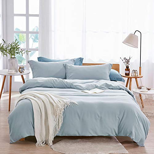 Dreaming Wapiti Duvet Cover Queen,100% Washed Microfiber 3 Piece Bedding Sets White Solid Color-Soft and Breathable with Zipper Closure & Corner Ties