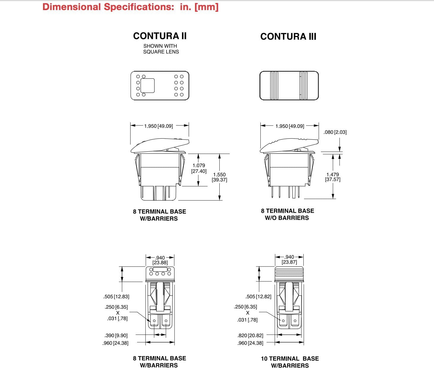 2X Carling Technologies (VLD1S00B-AZC00-000) Rocker Switches DP (ON)  Off(ON) 20A 12V Sealed Non-il - Walmart.com