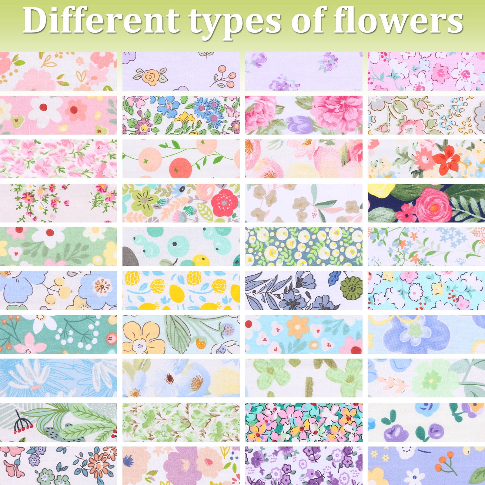 Wekvgz 80Pcs Cotton Quilting Fabric Soft Colorful Printed Sewing Fabric Multipurpose Pre Cut Strips 40 Floral Prints for DIY Handmade Crafting