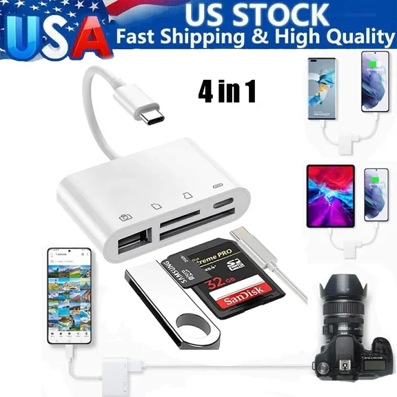 RHEA- Multifunction 4 In 1 Port Converter Usb C Adapter Sd Card Reader Tf Card Reader
