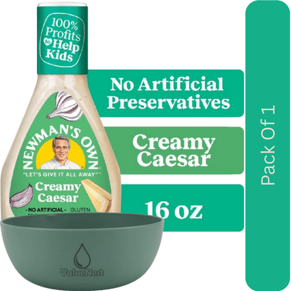 Newman's Own Creamy Caesar Salad Dressing with White Bowl by ValueNest