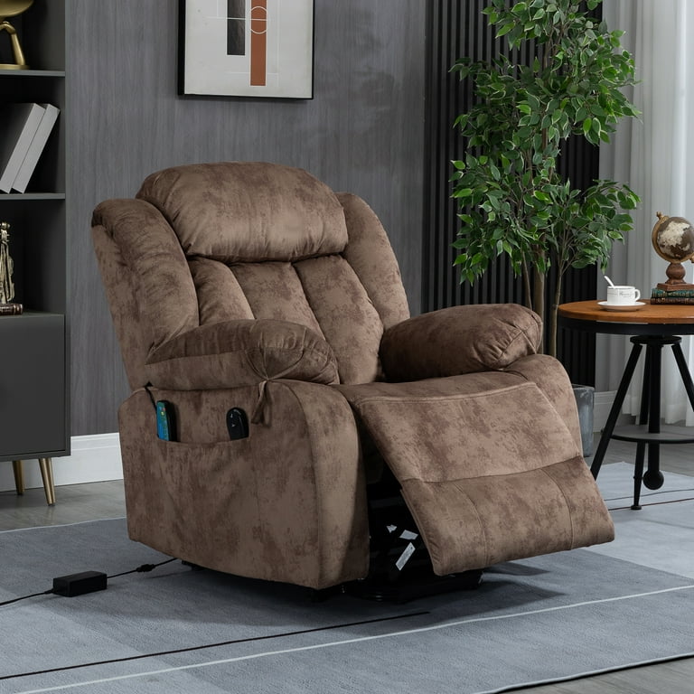 uhomepro Large Massage Recliner Chair, PU Leather Electric Heated Power  Lift Recliner Chairs for Adults Oversize, Recliner Sofa 400 lb Capacity  with 5 Vibration Modes, Heating Cushions, Beige Yellow 