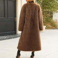 thumbnail image 6 of Women's Plus Size Beige Faux Fur Coat V-Neck Long Sleeve Warm Long Coat for Winter, 6 of 8