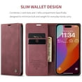 thumbnail image 5 of Feishell Slim Wallet Phone Case for iPhone 16 Pro,Premium PU Leather Magnetic Closure Folio ID Credit Card Slots Shockproof Protective Flip Kickstand Phone Cover,Winered, 5 of 11