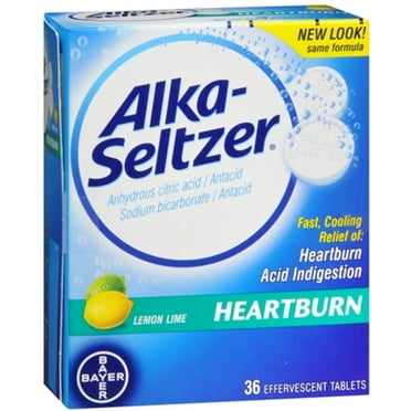 Alka-Seltzer Effervescent Tablets Heartburn Relief Lemon Lime 36 Tablets (Pack of 4)