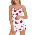 thumbnail image 2 of ClodeEU Womens Cute Printed Pajama Sets ,Soft Tank Top and Elastic Waist Shorts Lounge Set Red 01,Womens Plus S, 2 of 4