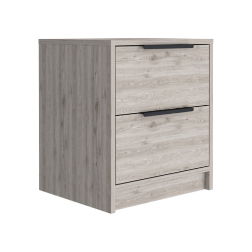 Nmkwnr 2 Drawers Nightstand with Handle, Beside Table for Home, Bedroom, Light Gray
