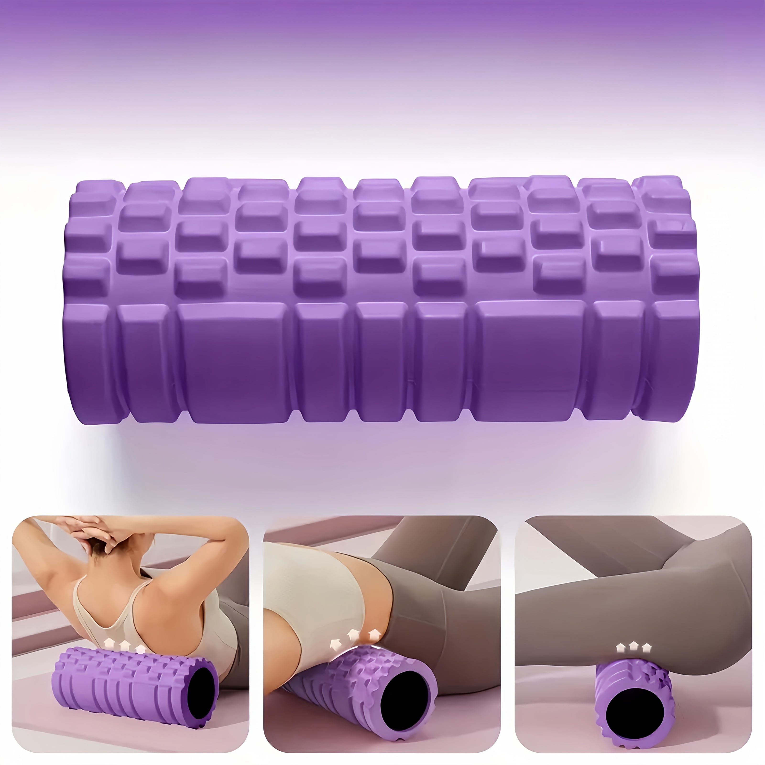 1 EVA Foam Roller Yoga Stick | Purple Deep Tissue Massage Roller for Back and Leg Muscle Exercise and Flexibility Improvement