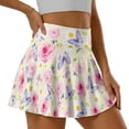 thumbnail image 2 of SEANATIVE Women's Tennis Golf Skirts High Waisted Skorts with Pockets Inner Shorts Pleated Athletic Skirt Breathable Stretchy Golf Pickleball Running Workout Skort, L, Pink Rose Butterfly Daisy, 2 of 7