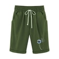 thumbnail image 5 of Dazajoo Berbuda Elastic Waist Shorts for Women with Pockets Summer Cotton Linen Dandelions Print Knee Length Pants 2024 Women's Dressy Casual Straight Wide Leg Beach Shorts Deals of Today,Green,XL, 5 of 5