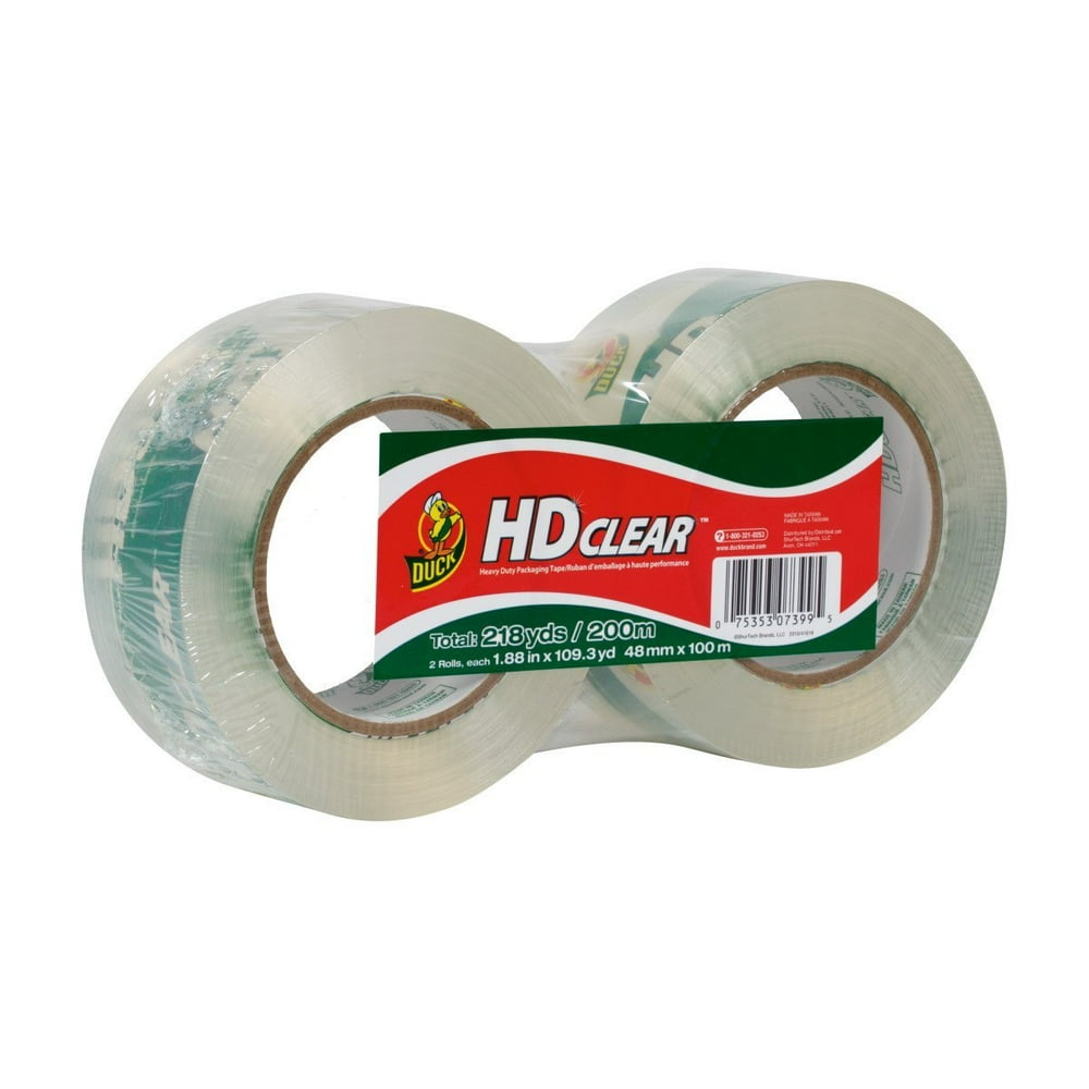 Duck HD Clear Heavy Duty Packing Tape Refill, 2 Rolls, 1.88 Inch x 109.