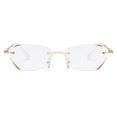 thumbnail image 4 of Gafas antienvejecimiento con luz azul perforada sin marco con borde de diamante para mujer, gafas planas para miopía, 4 of 5