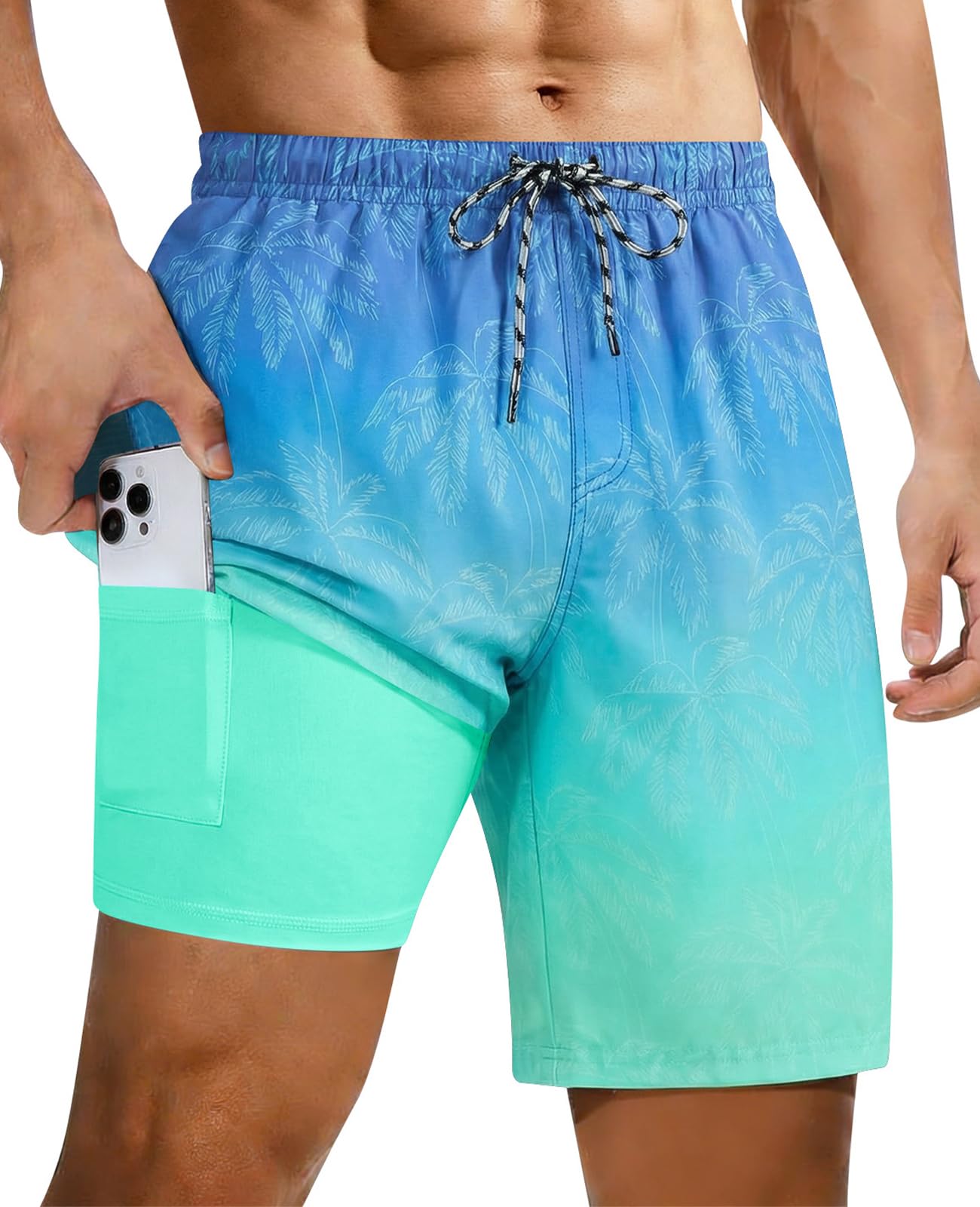 Aideaone Men's Quick-Dry Swim Trunks with Compression Liner photo 1