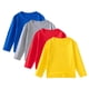 thumbnail image 2 of Blusas y camisas de manga larga con cuello redondo para niños pequeños, moda para niños, lindos colores sólidos, suaves, de manga larga, camiseta de cuello redondo, conjunto de cuatro piezas, camisola, 2 of 9