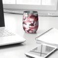 thumbnail image 3 of 12oz Stemless Wine Tumblers Pink Brown Camo Classic Shapes Pattern Vacuum Insulated Stainless Steel Travel Tumbler Cups Mug with Lid and Straw for Champaign,Cocktail,Beer with Cleaning Brush, 3 of 5