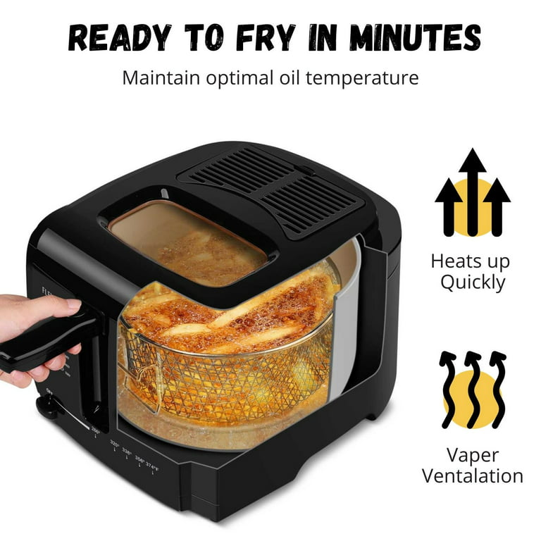 Deep Fryer with Basket Electric Deep Fat Fryer Cooker with 2 Liter Oil  Capacity, Adjustable Temperature Thermostat, Grease Filter & Removable  Basket for Home & Commercial Use 