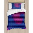 thumbnail image 3 of Spires Decor King Size Duvet Cover Set, Spiral Background with Pixel Dotted Flat Design Odd Gradient Artful Art Decor, Decorative 3 Piece Bedding Set with 2 Pillow Shams, Pink Blue, by Ambesonne, 3 of 3