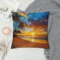 thumbnail image 2 of Orinice Palm Trees Sunset Graphic Decorative Cotton Linen Throw Pillow Cover for Home Couch Living Room Bedroom Sofa Car, 1PC 20x20in, 2 of 5