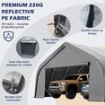 thumbnail image 6 of Mellcom Carport 20'x20' with Sidewalls,Heavy Duty Double Car Port with Galvanized Steel Frame and Waterproof 3-Layer PE Cover,Fits 2 Cars, Boat,Farm Equipment, Silver Gray, 6 of 8