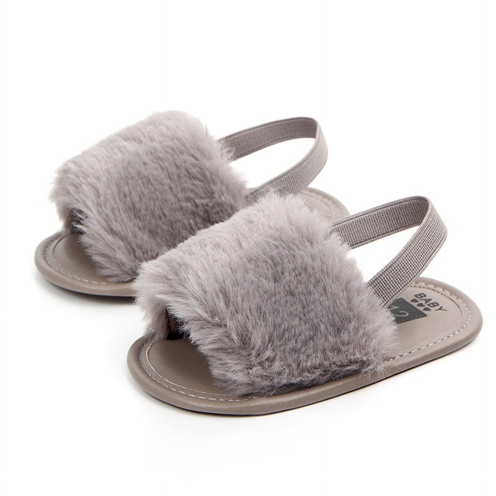 Baby Girls Summer Sandals Non Slip Soft Sole Infant Dress Shoes Newborn Toddler Furry Fur First Walker Crib Shoes House Slipper - image 5 of 5