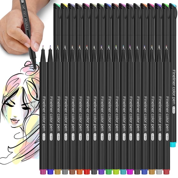 Nylea Fineliner Color Pen Set, Needle Point 0.4mm Assorted Color Sketch Pen 36 Pack