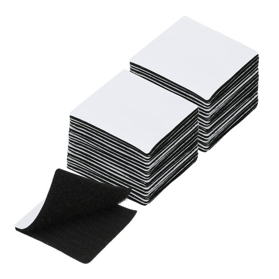 Uxcell 2x2 inch Hook and Loop Dots, Nylon Blend Square Self Adhesive Tape Double-Sided Strip 16 Set Black
