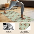 thumbnail image 4 of Green Highland Cow Flower Pattern Hot Yoga Mat Towel Non Slip for Hot Yoga - Quick-Drying Yoga Mat Cover with 4 Corner Pockets with Travel Bag - Hot Yoga Towel Non Slip 70"x26", 4 of 6