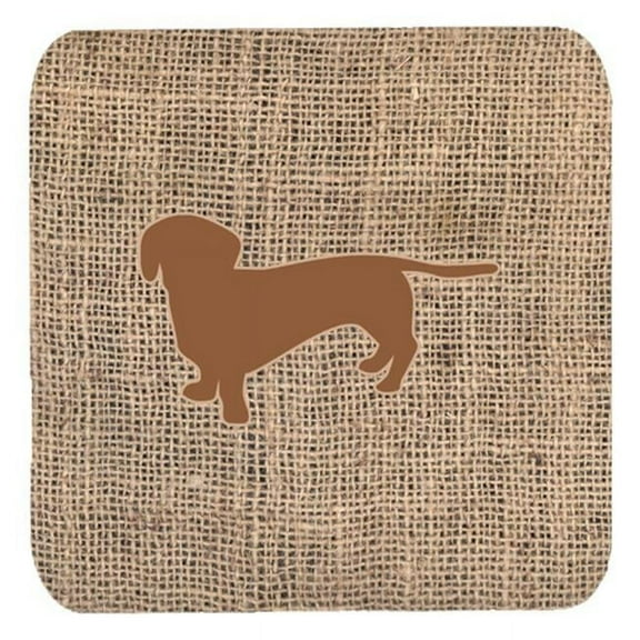 Dachshund Burlap and Brown Foam Coasters, Set - 4