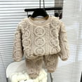 thumbnail image 2 of Atogsazn Children's Boys Girls Winter Clothes Outfits Kids Knitted Cotton Long Sleeve Pullover Tops and Pants Set Beige 4-5 Years, 2 of 4
