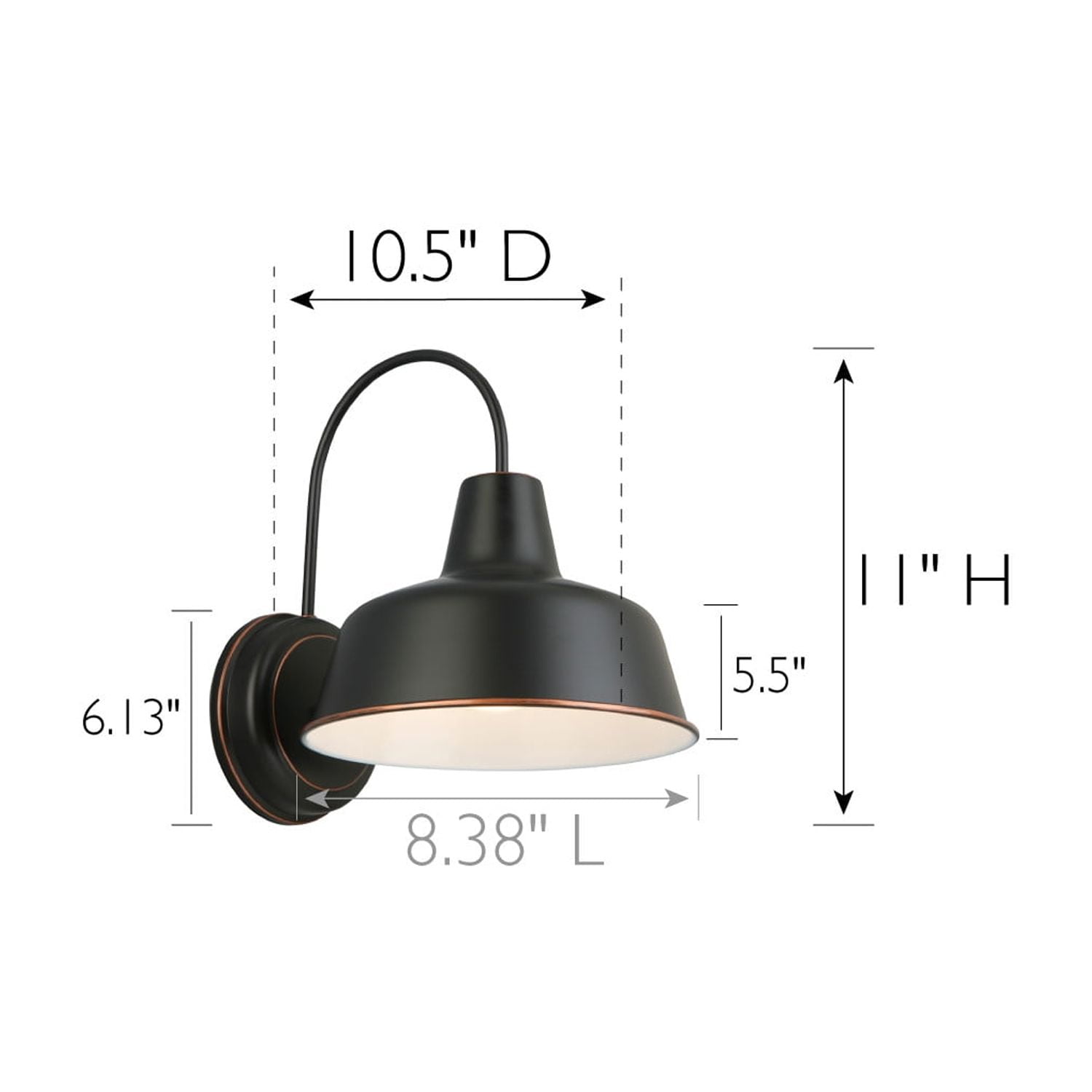 Mason Barn Light Indoor/Outdoor Wall Mount Modern Industrial Farmhouse Design House Wall Light for Patio, Garage, Bathroom, Office, Kitchen, 8-Inch, Oil Rubbed Bronze, WM451950