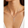 thumbnail image 3 of KeyStyle Cross Necklace for Women 18K White Gold Plated Large Cross Pendant Dainty Hypoallergenic Chain Jewelry Gift for Her, 3 of 10