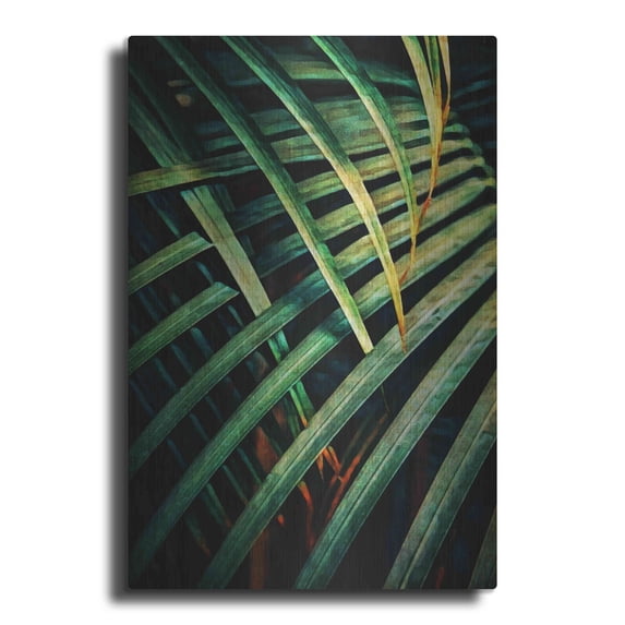 Luxe Metal Art 'Beauty Amongst Palms 1' by Ashley Aldridge Metal Wall Art, 24"x36"