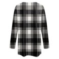 thumbnail image 7 of idosla Women's Open Front Long Cardigan Draped Snap Buffalo Plaid Shirt Kimono Cardigan Knit Sweater (Black, S), 7 of 7