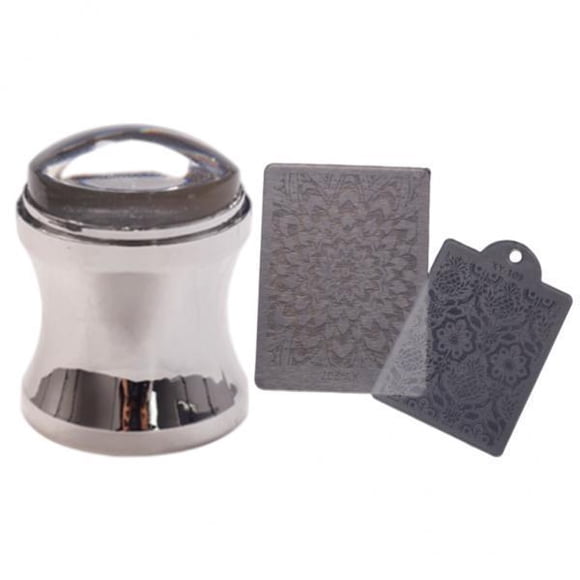 2xNail Art Juego De Raspadores Y Estampadores De Silicona Herramienta Fácil De Operar Plata